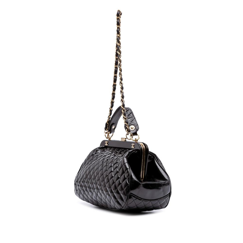 Black Leather Chanel Shoulder Bag