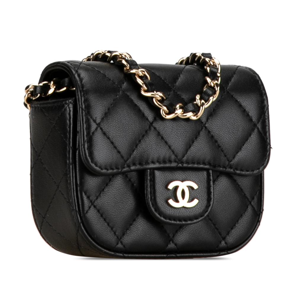 Black Leather Chanel Wallet On Chain