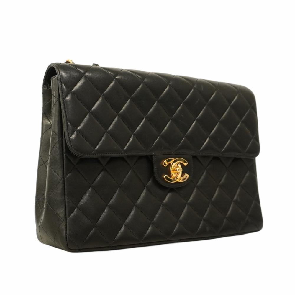 Black Leather Chanel Shoulder Bag