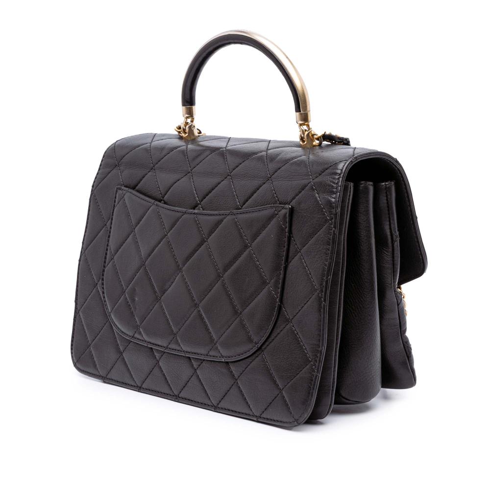 Black Leather Chanel Flap Bag