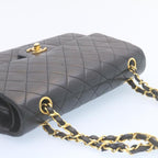 Black Leather Chanel Shoulder Bag