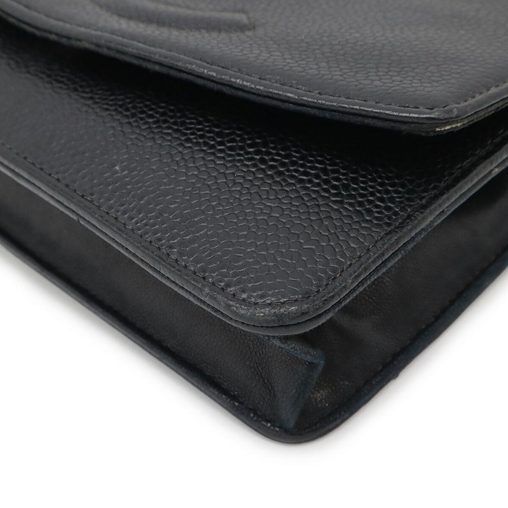 Black Leather Chanel Wallet On Chain