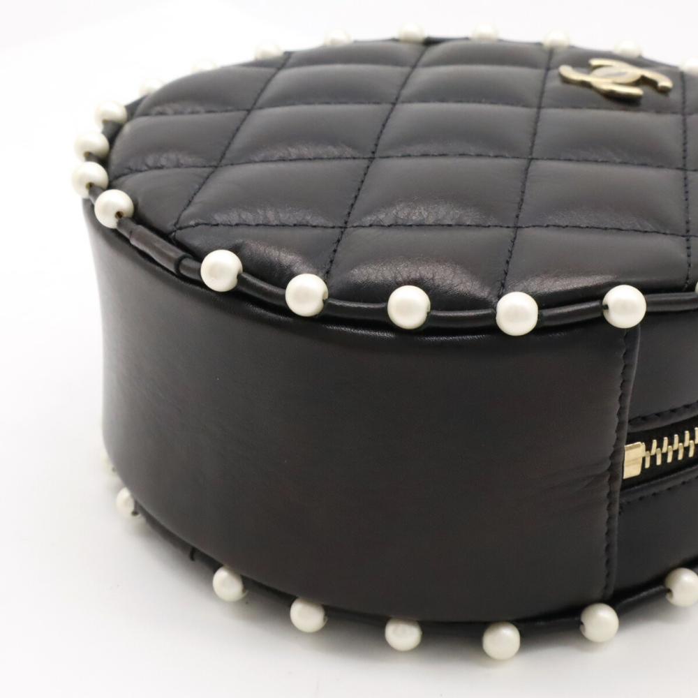 Black Leather Chanel Shoulder Bag
