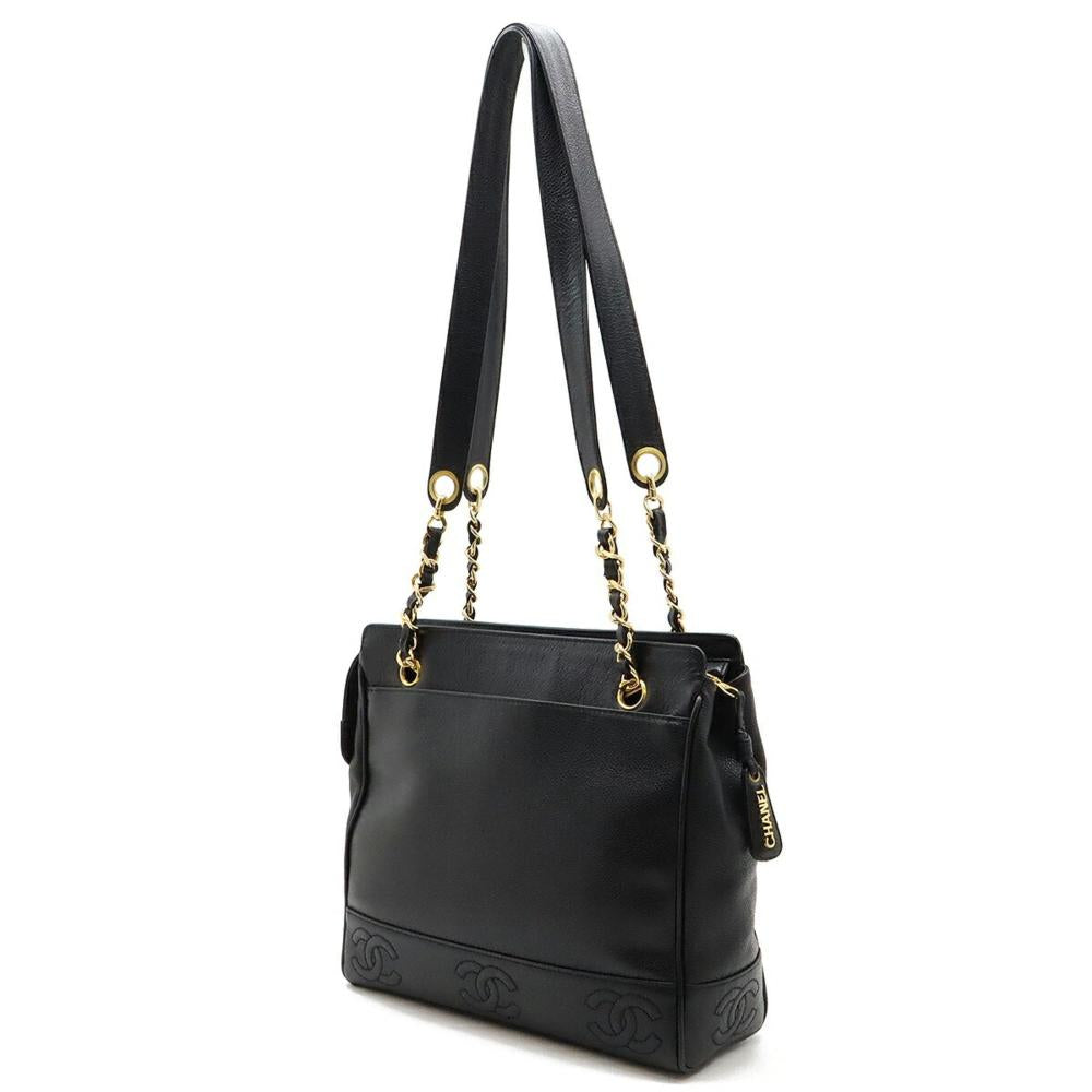 Black Leather Chanel Shoulder Bag