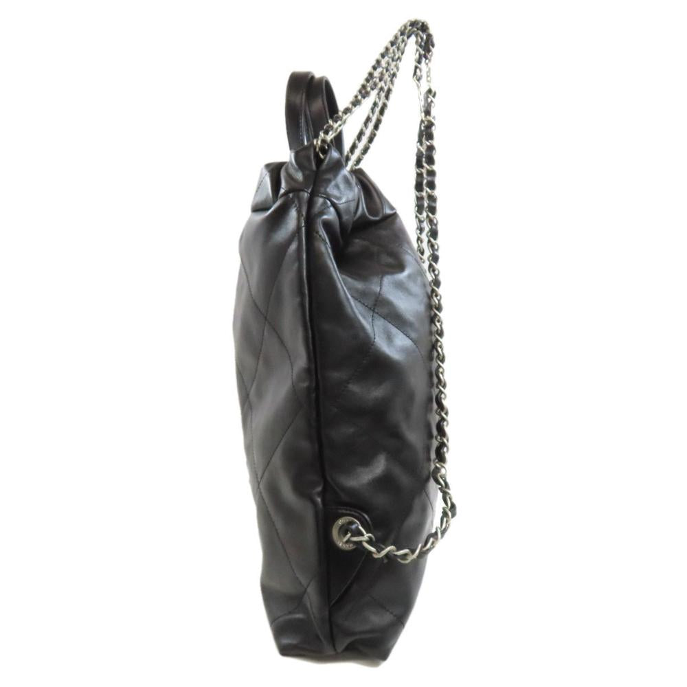 Black Leather Chanel Backpack