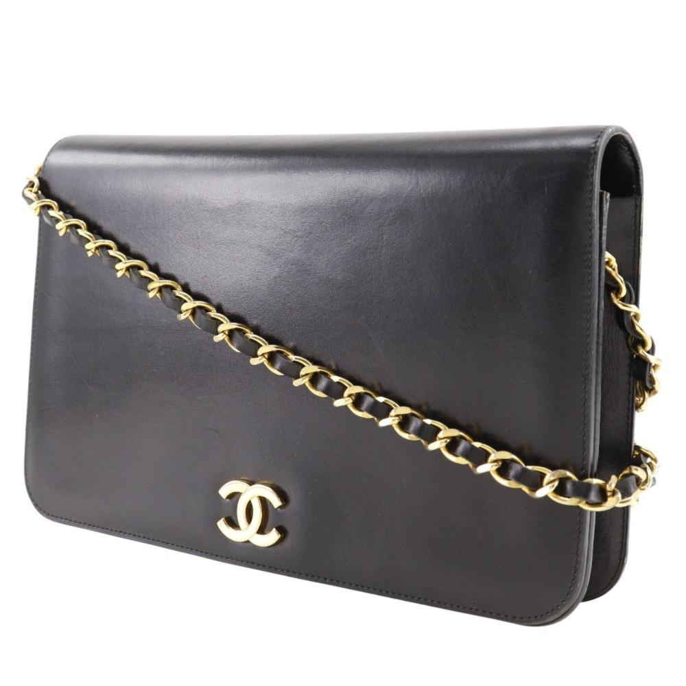 Black Leather Chanel Shoulder Bag