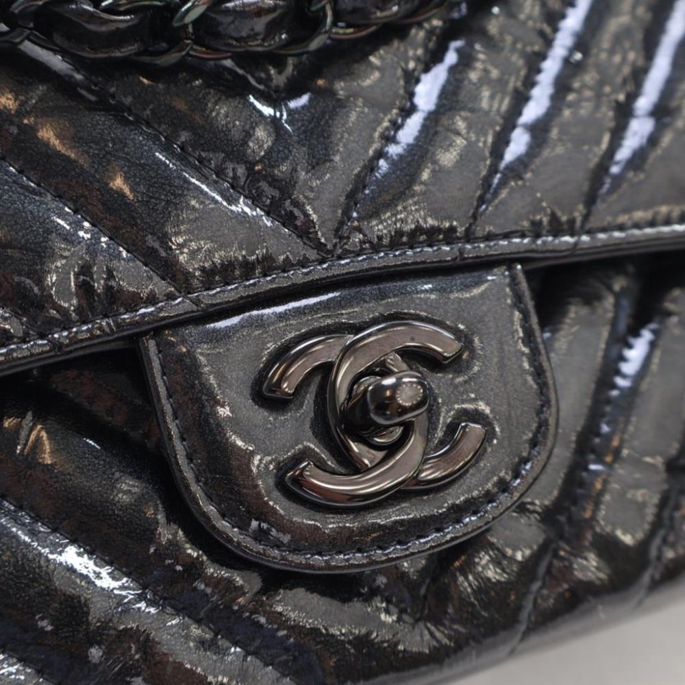 Black Leather Chanel Flap Bag