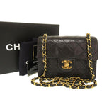 Black Leather Chanel Shoulder Bag