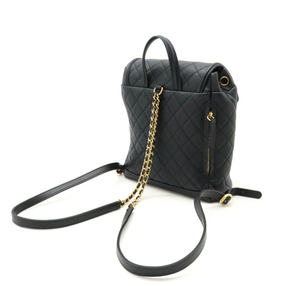Black Leather Chanel Backpack