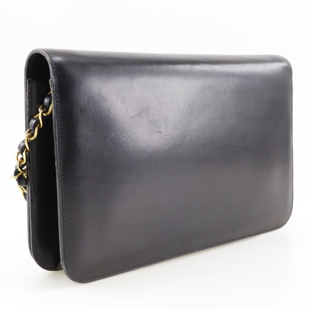 Black Leather Chanel Shoulder Bag