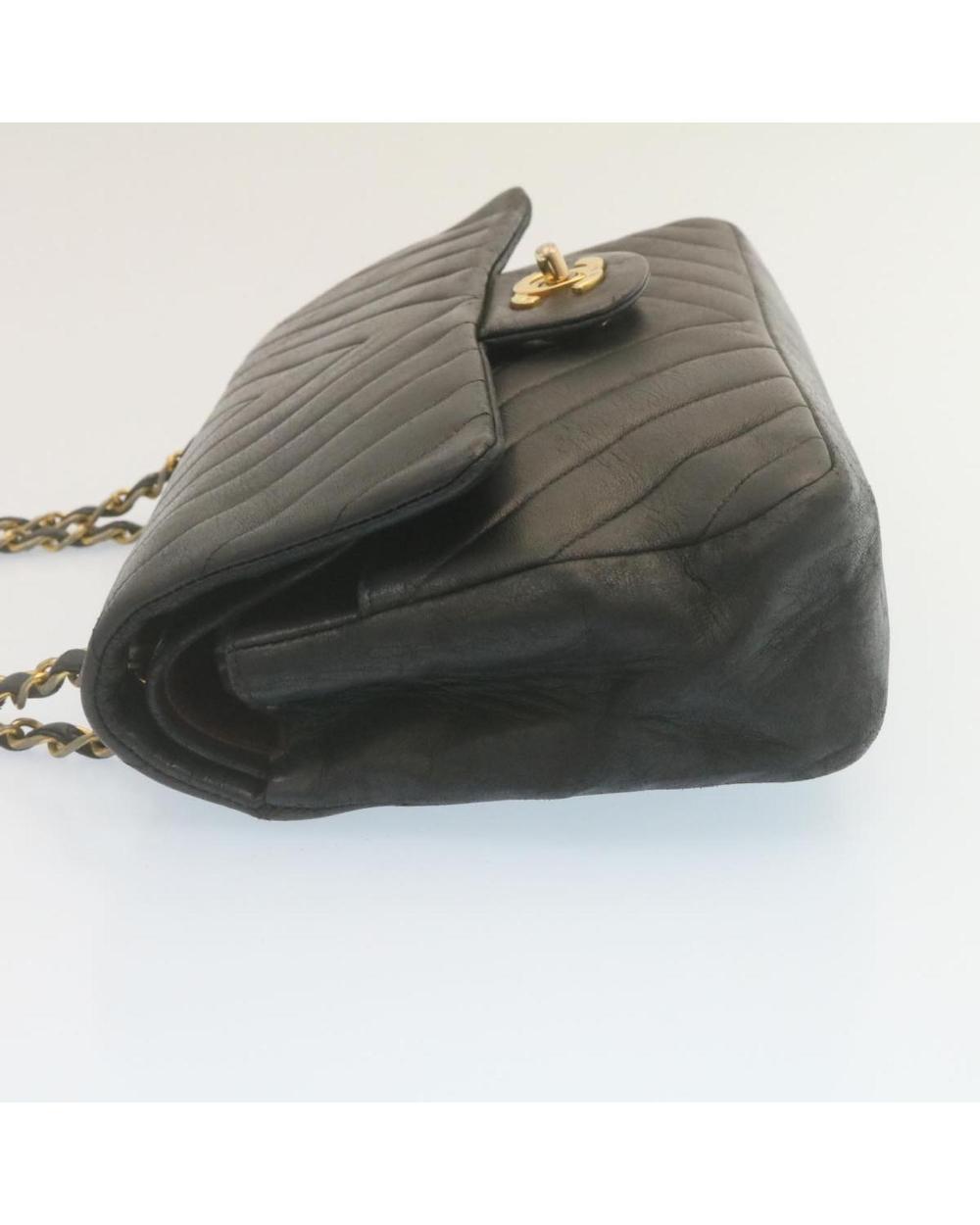 Black Leather Chanel Shoulder Bag