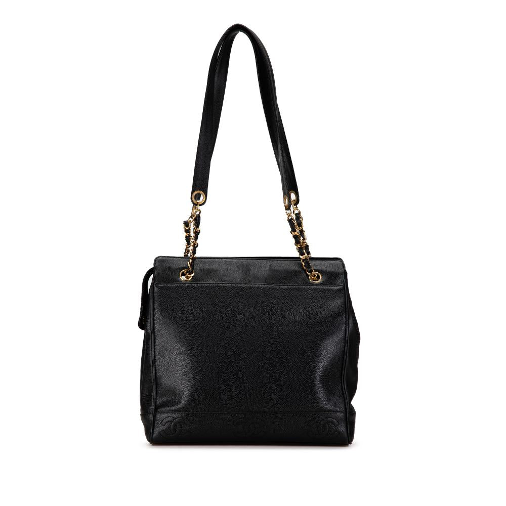 Black Leather Chanel Shoulder Bag