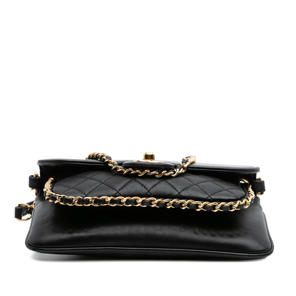 Black Leather Chanel Flap Bag