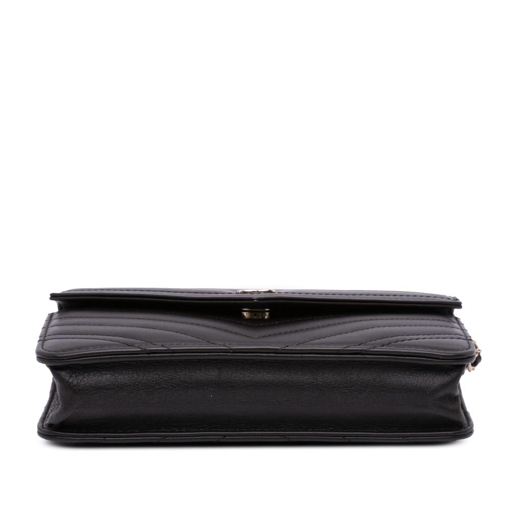 Black Leather Chanel Wallet On Chain