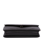 Black Leather Chanel Wallet On Chain