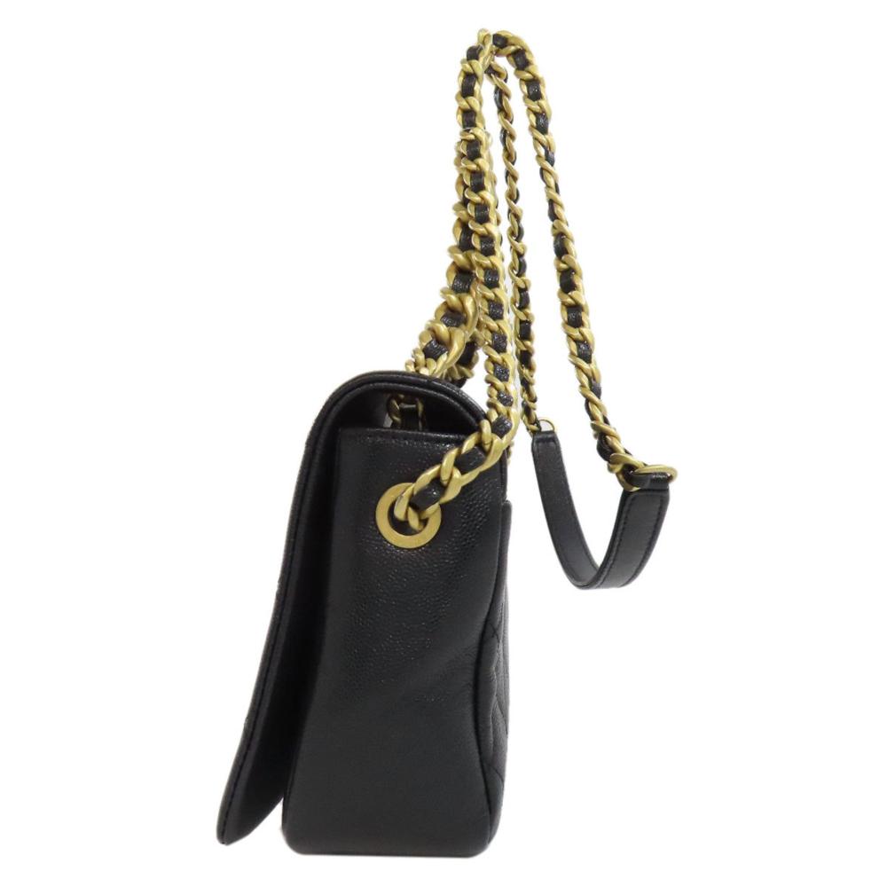 Black Leather Chanel Shoulder Bag