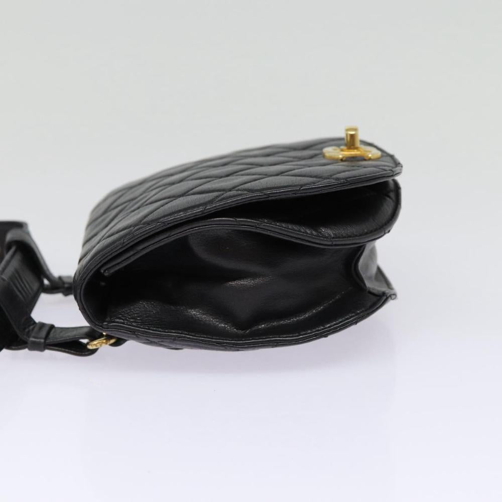 Black Leather Chanel Belt Bag