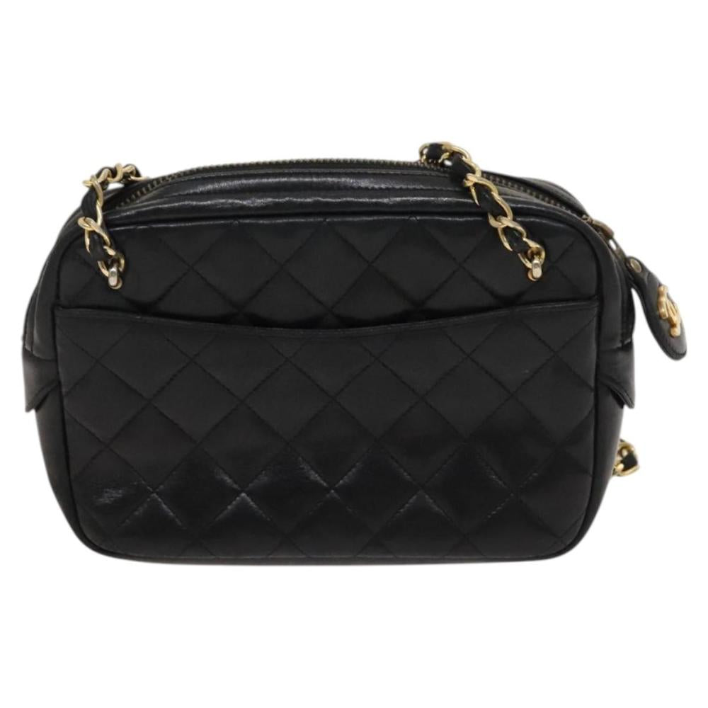Black Leather Chanel Shoulder Bag