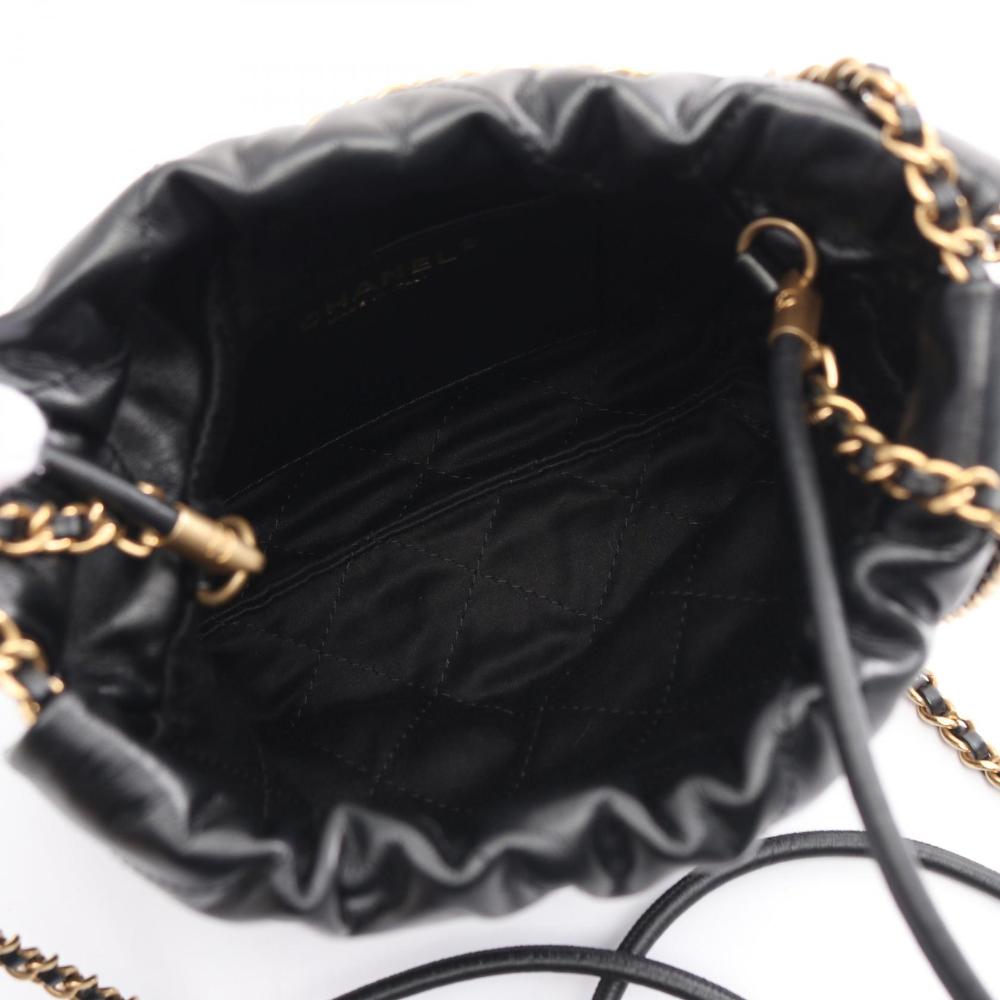 Black Leather Chanel Shoulder Bag