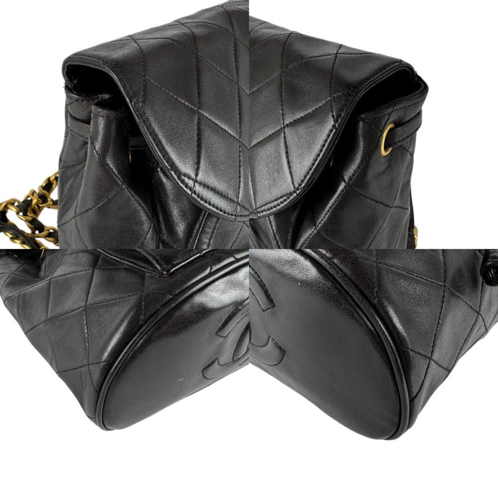Black Leather Chanel Backpack