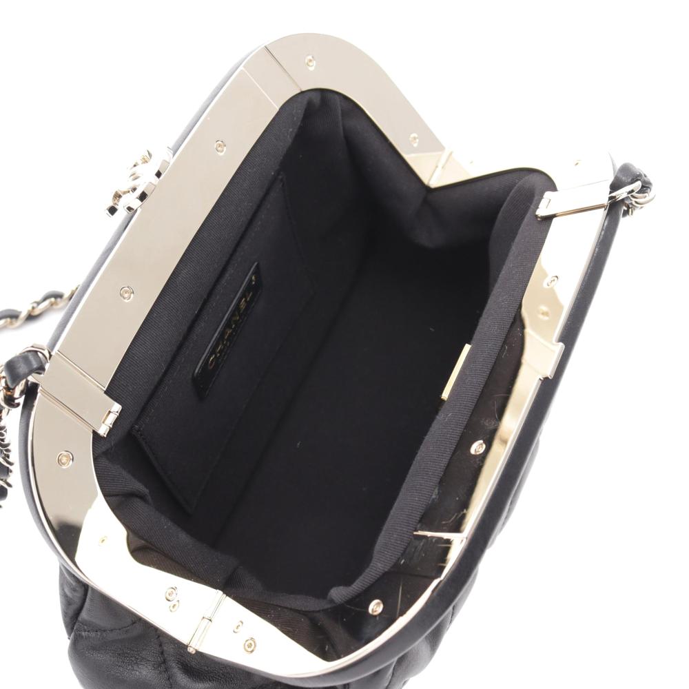 Black Leather Chanel Shoulder Bag