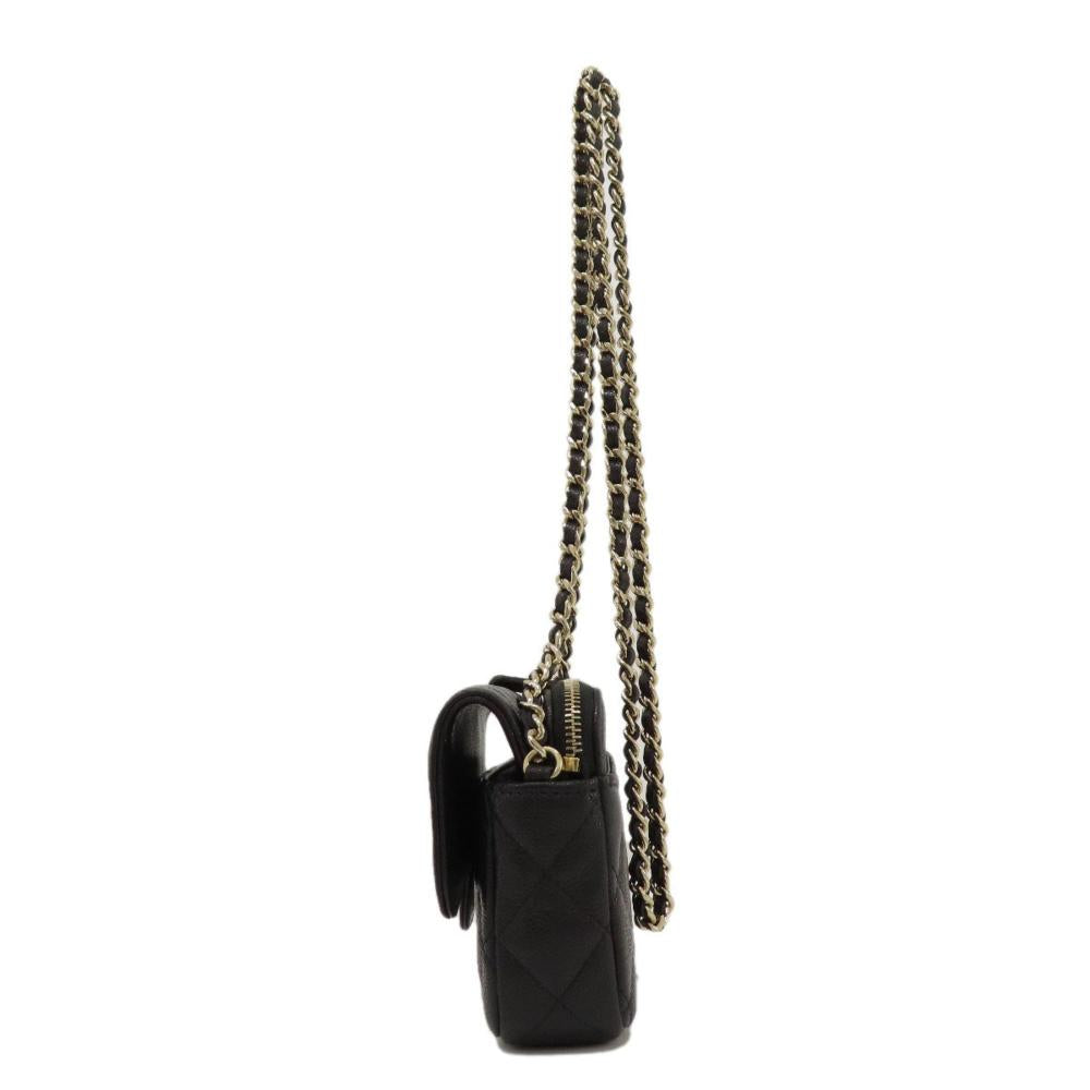 Black Leather Chanel Shoulder Bag