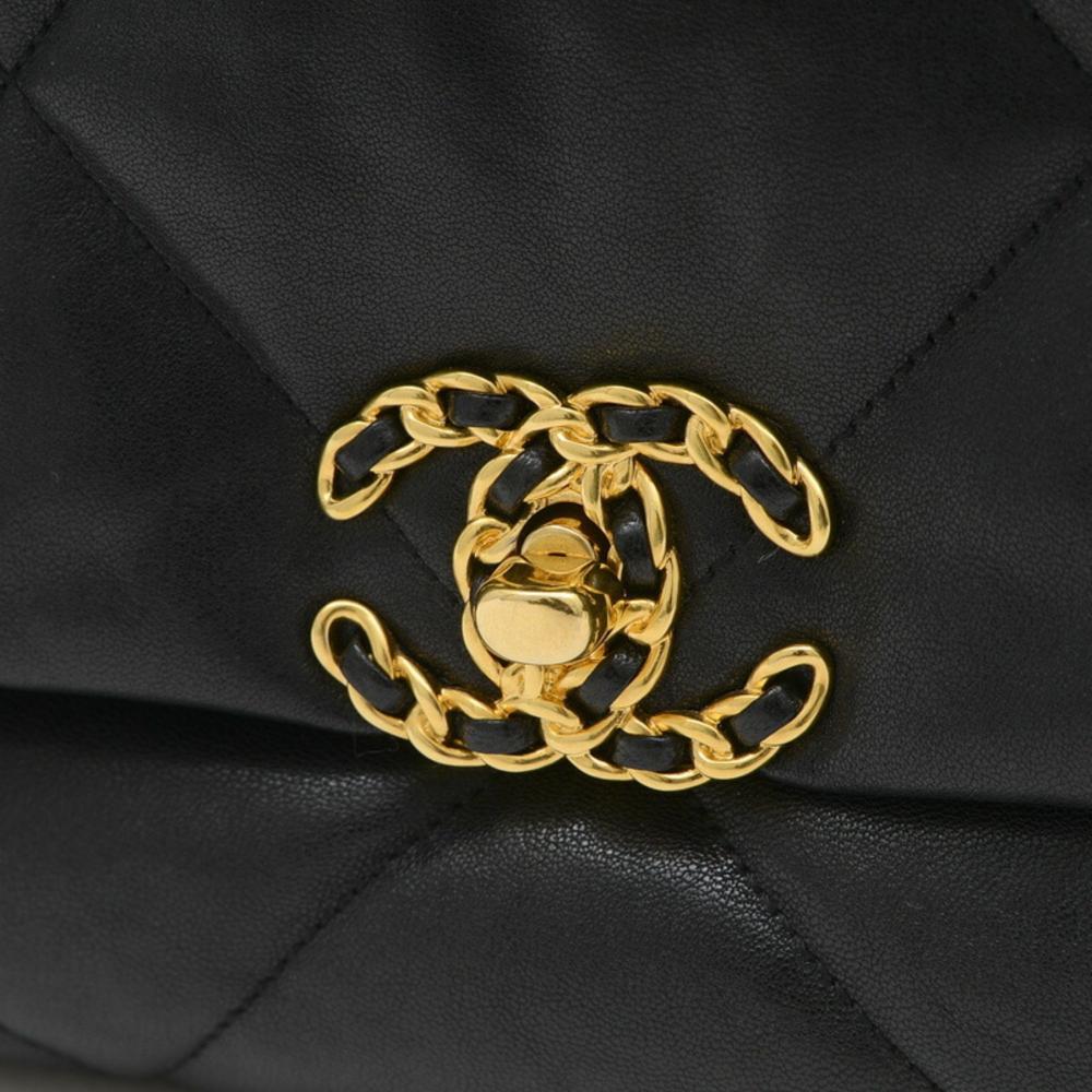 Black Leather Chanel Shoulder Bag