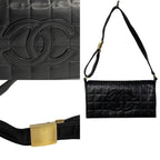 Black Leather Chanel Shoulder Bag