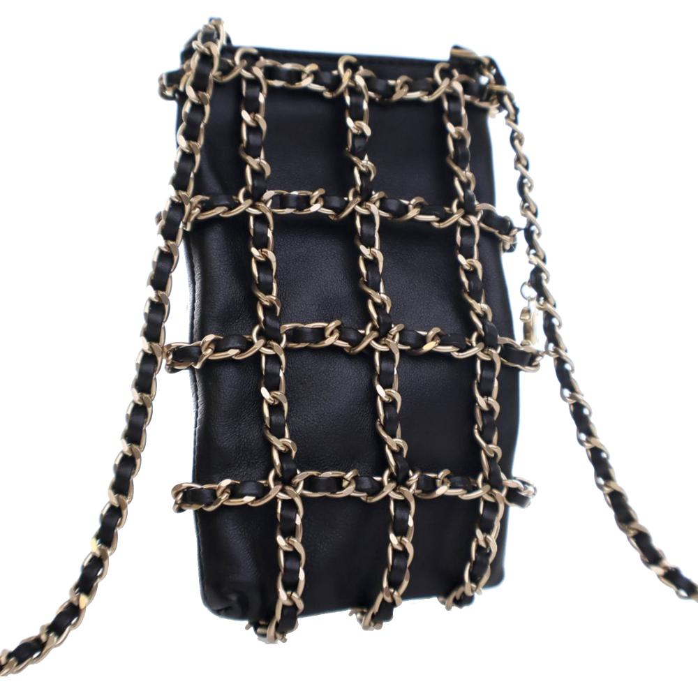 Black Leather Chanel Crossbody Bag