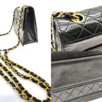 Black Leather Chanel Shoulder Bag