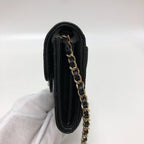Black Leather Chanel Wallet On Chain