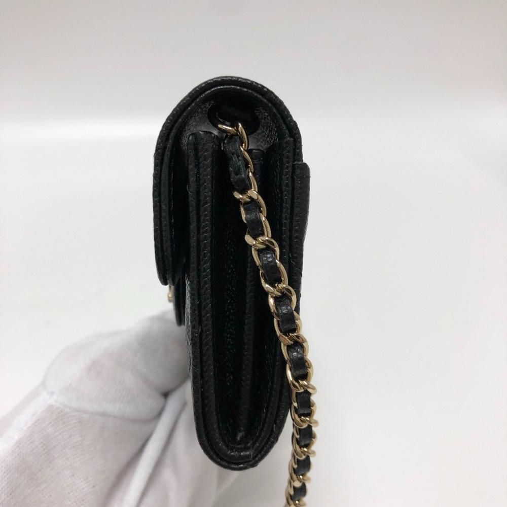 Black Leather Chanel Wallet On Chain