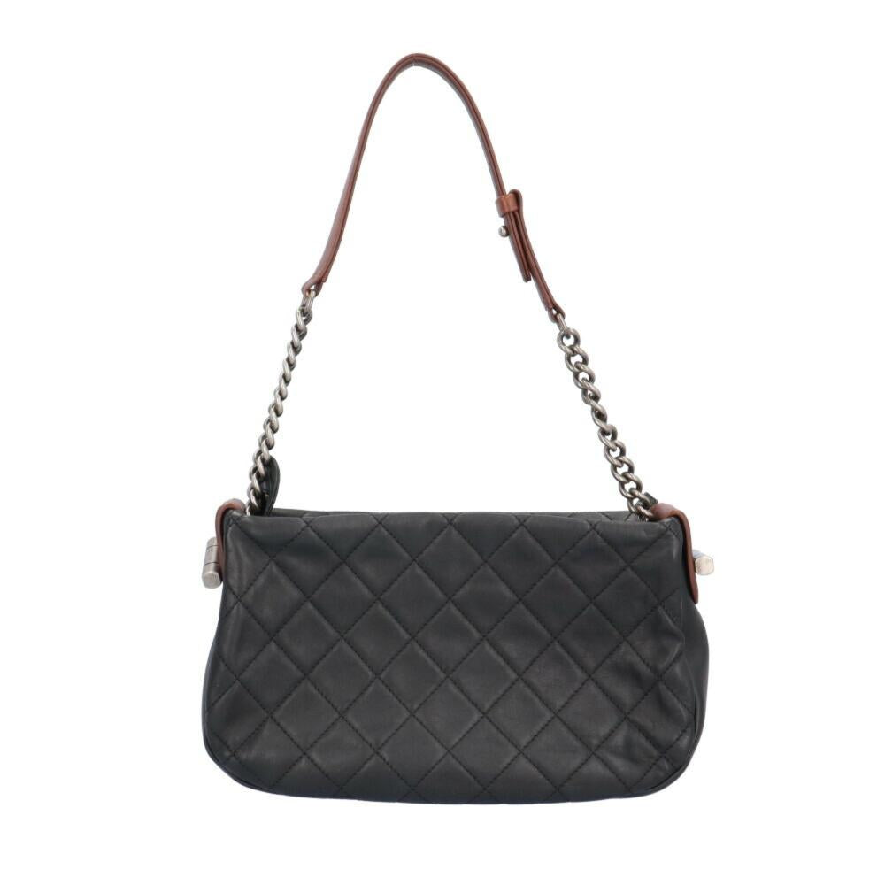 Black Leather Chanel Shoulder Bag
