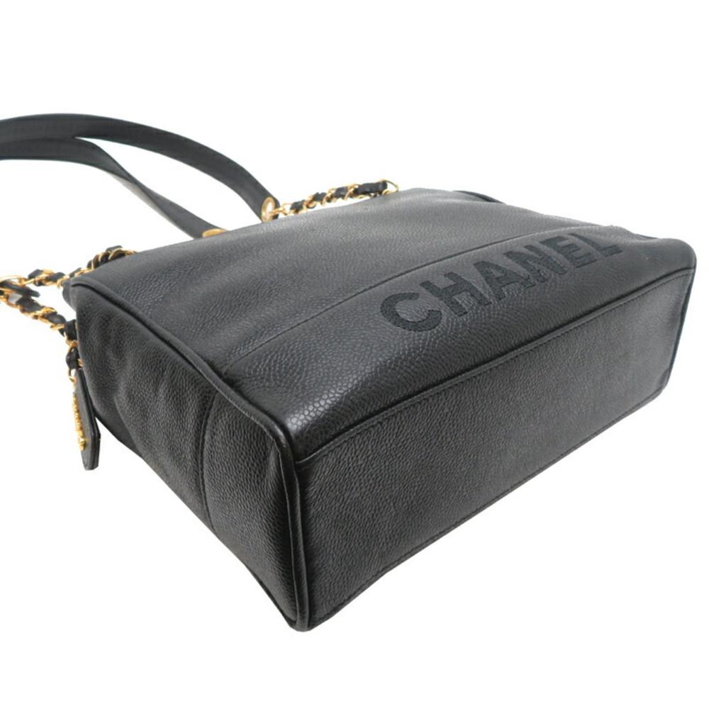 Black Leather Chanel Shoulder Bag