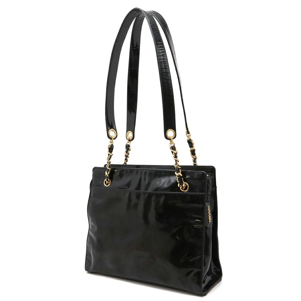 Black Leather Chanel Shoulder Bag