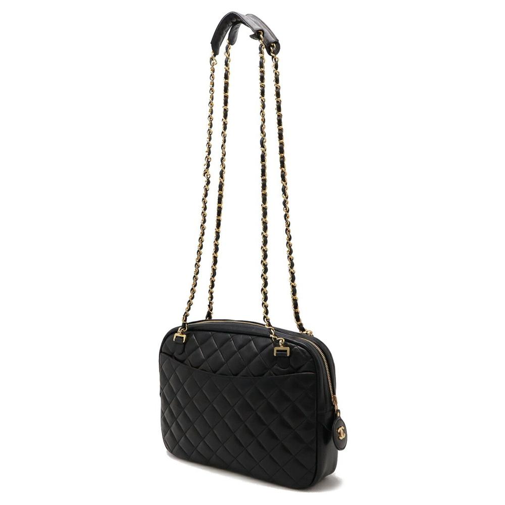 Black Leather Chanel Shoulder Bag