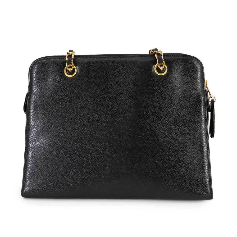 Black Leather Chanel Shoulder Bag