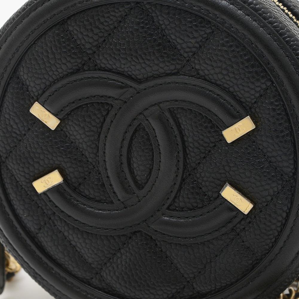 Black Leather Chanel Shoulder Bag