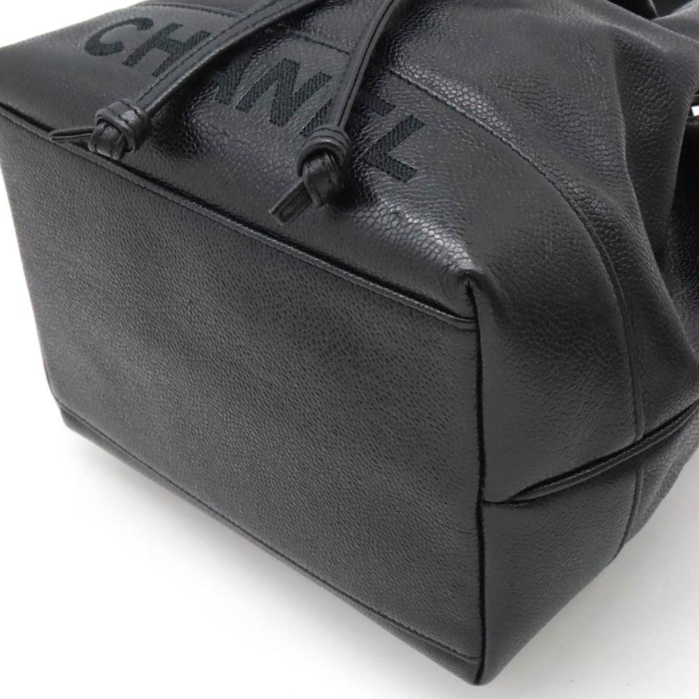 Black Leather Chanel Shoulder Bag