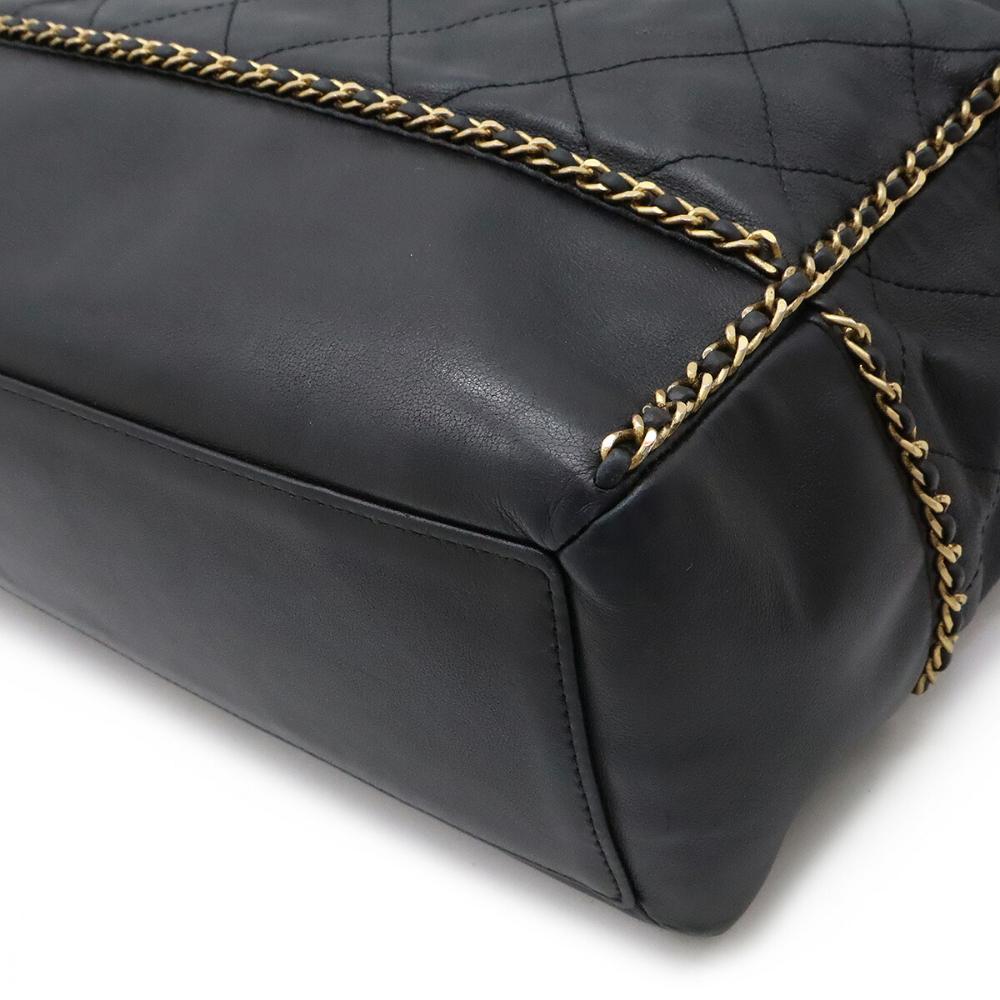 Black Leather Chanel Shoulder Bag