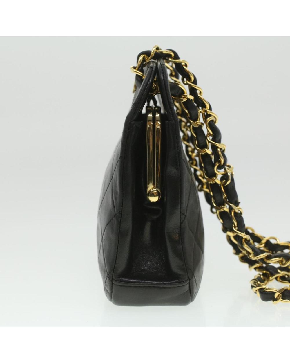 Black Leather Chanel Shoulder Bag