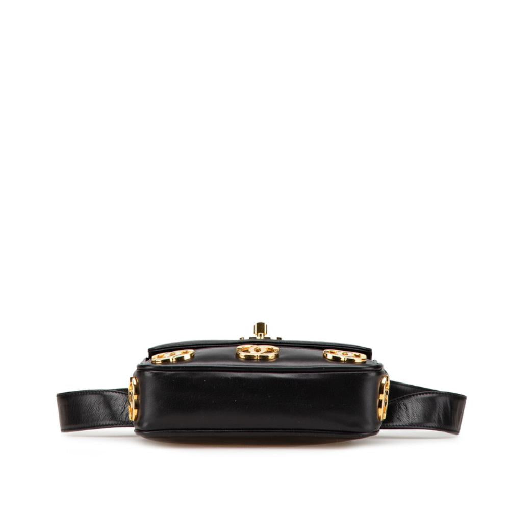 Black Leather Chanel Shoulder Bag