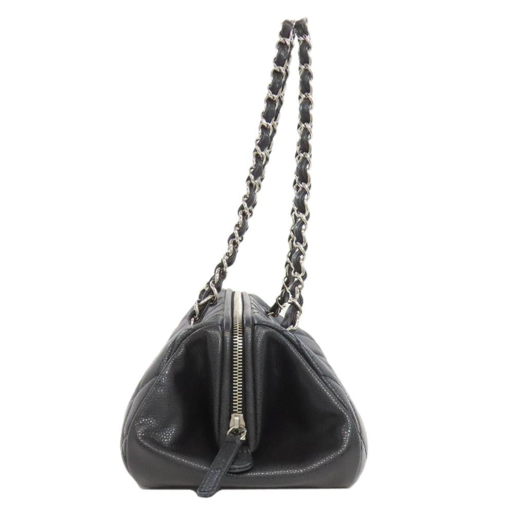 Black Leather Chanel Shoulder Bag