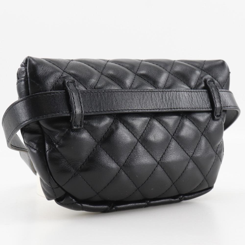 Black Leather Chanel Belt Bag