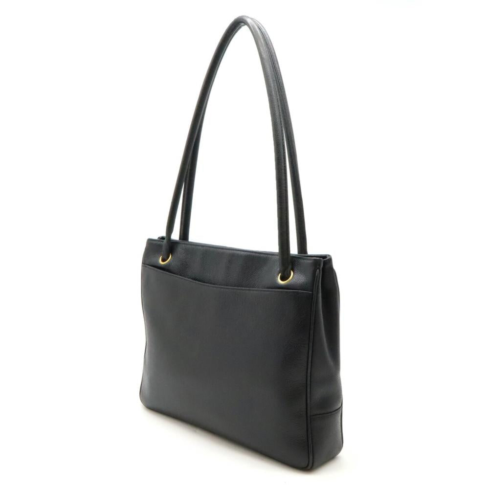 Black Leather Chanel Shoulder Bag