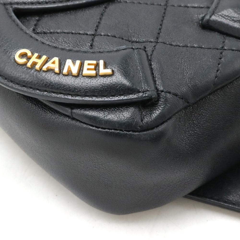 Black Leather Chanel Belt Bag