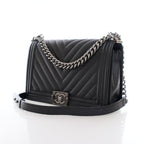 Black Leather Chanel Flap Bag