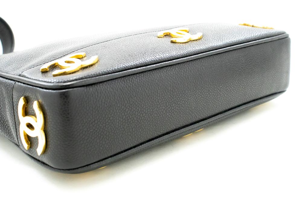 Black Leather Chanel Shoulder Bag