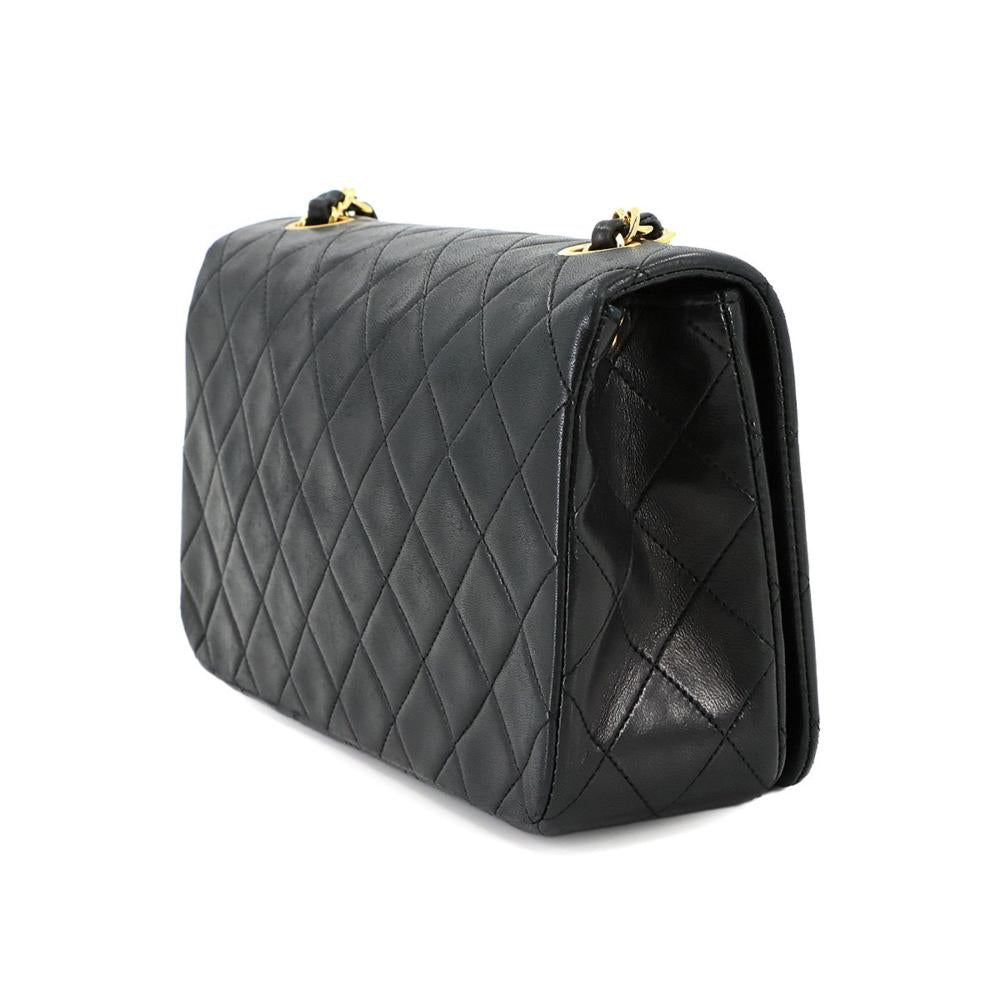 Black Leather Chanel Shoulder Bag