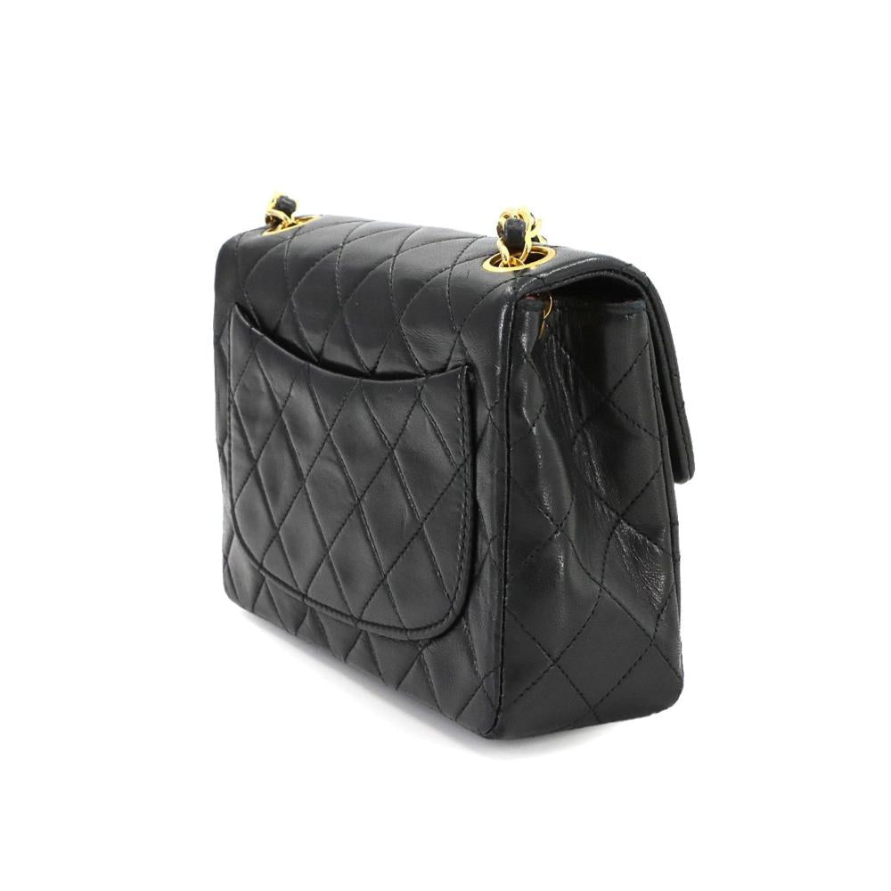 Black Leather Chanel Shoulder Bag